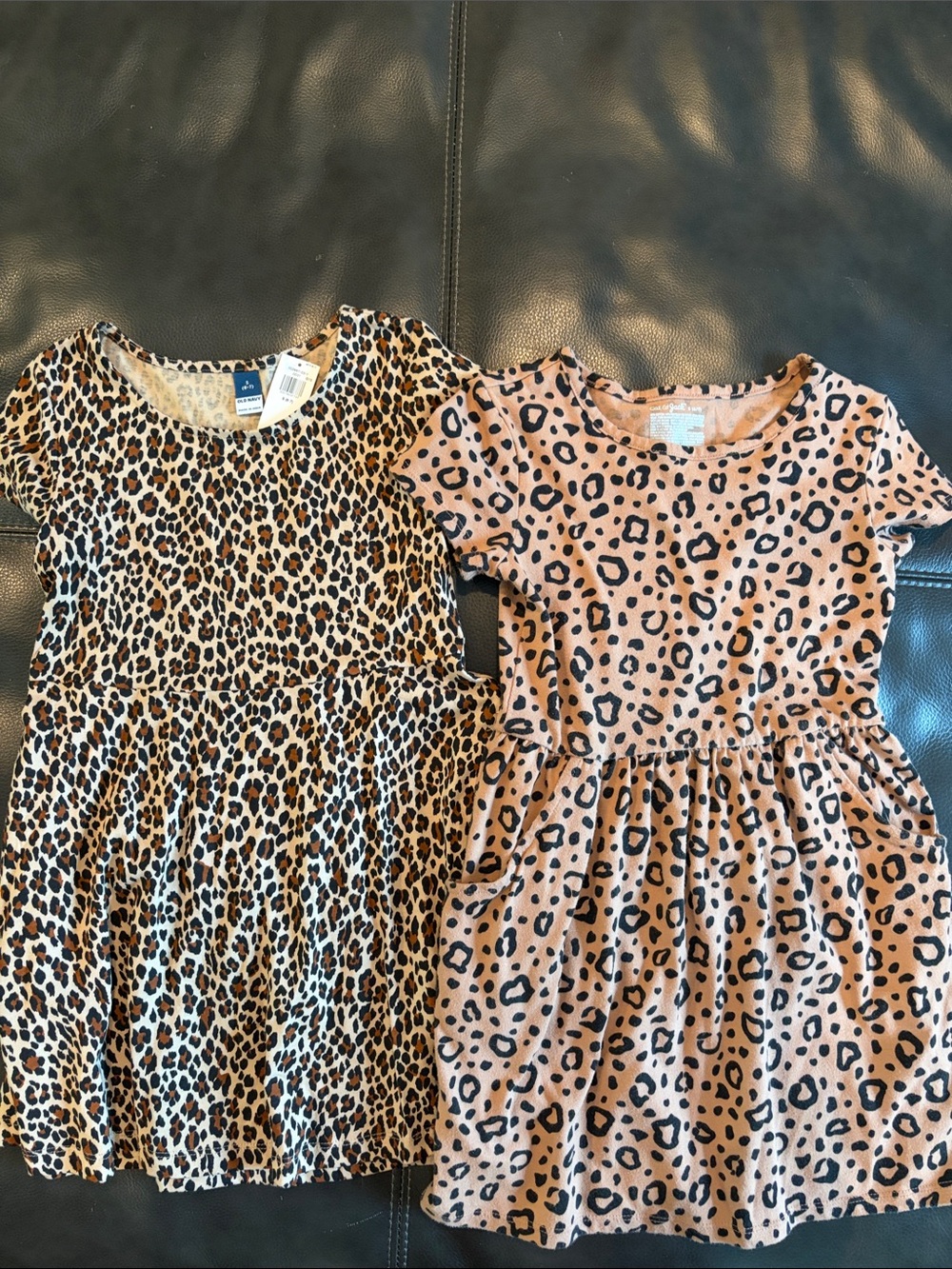 Leopard Print Short-Sleeve Kids Dress - Brown NWT and NWOT